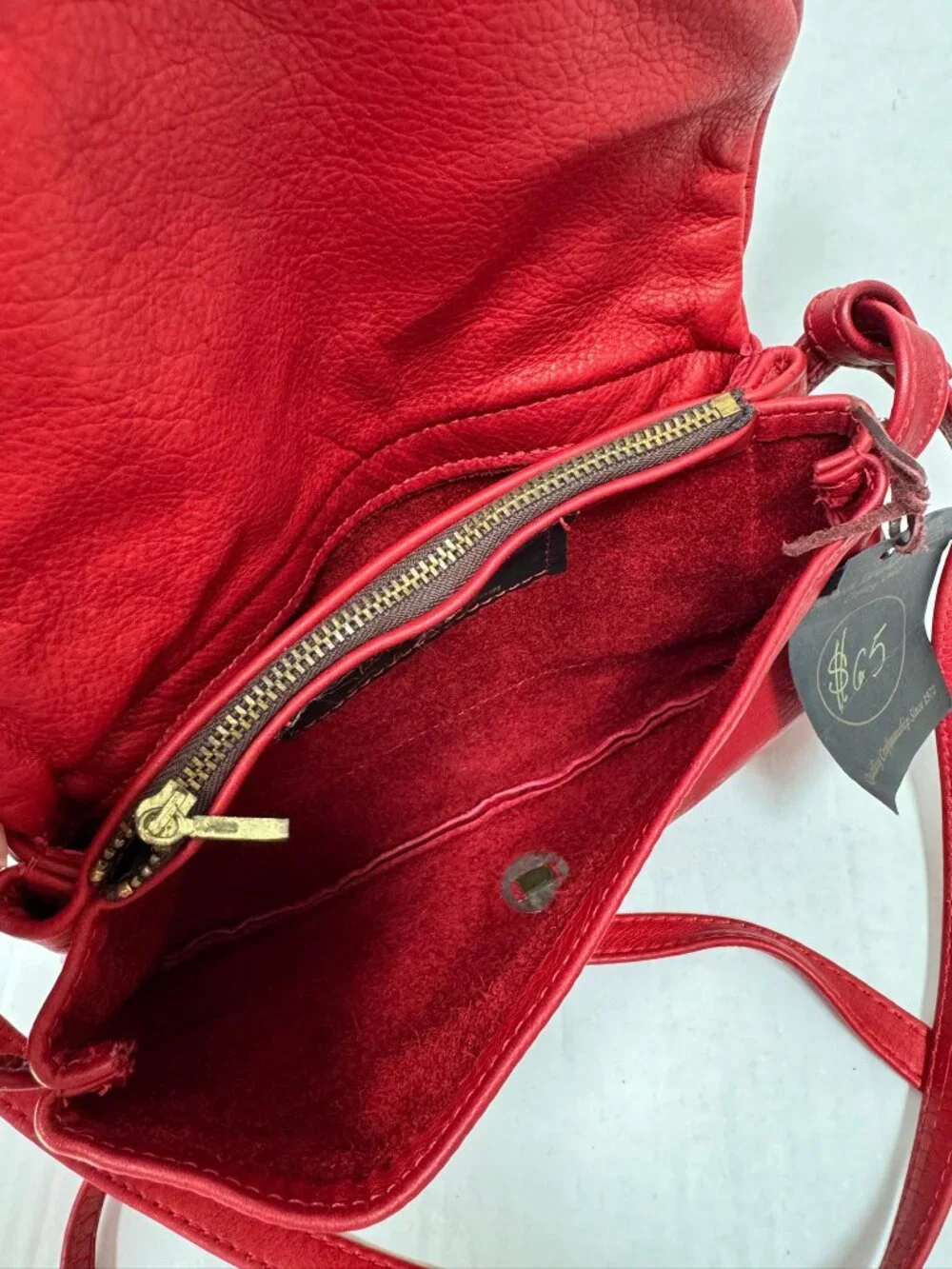Morven Leather Designs Red Leather Crossbody Purse Handmade USA Copley Ohio - Picture 8 of 10